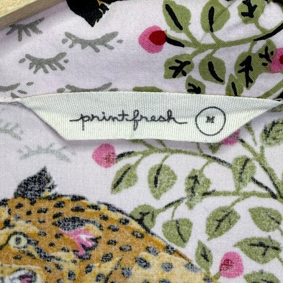 PRINTFRESH Bagheera Leopard Pajama Top Womens M Blush Pink Organic Cotton Poplin - Picture 5 of 11